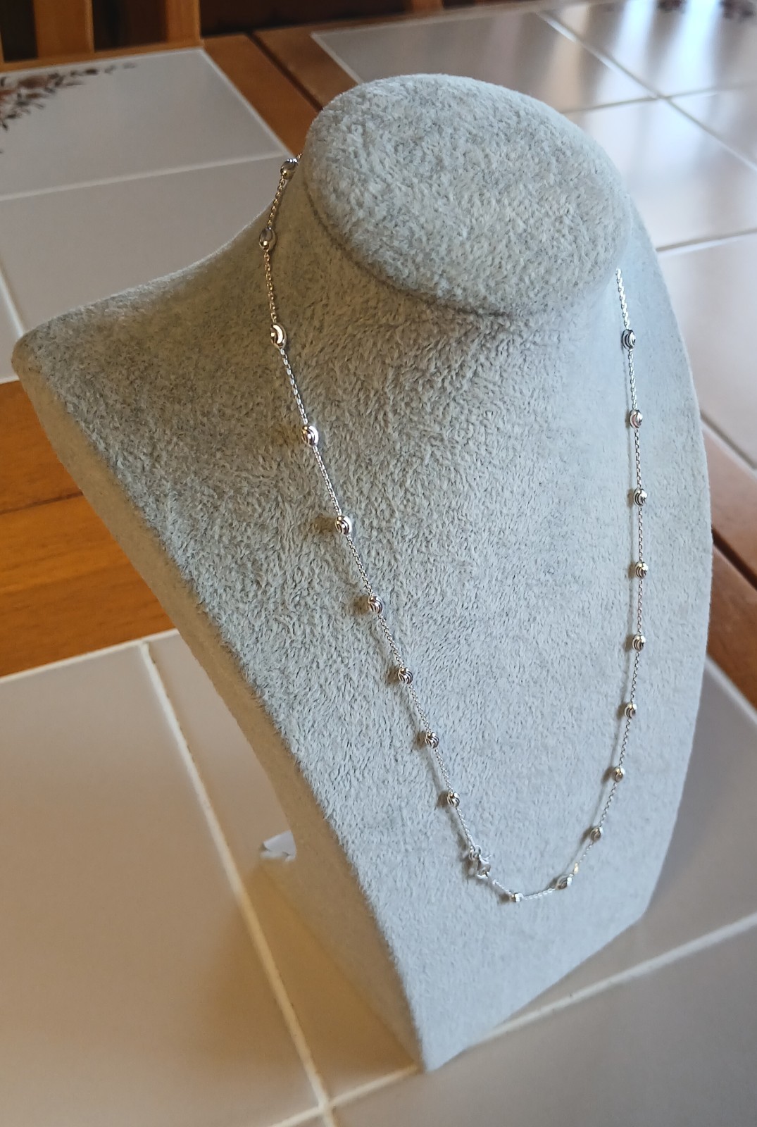 20″ Sterling Silver Station Oval Moon Cut Chain 3mm Moons 4.5 Grams 925 Italy