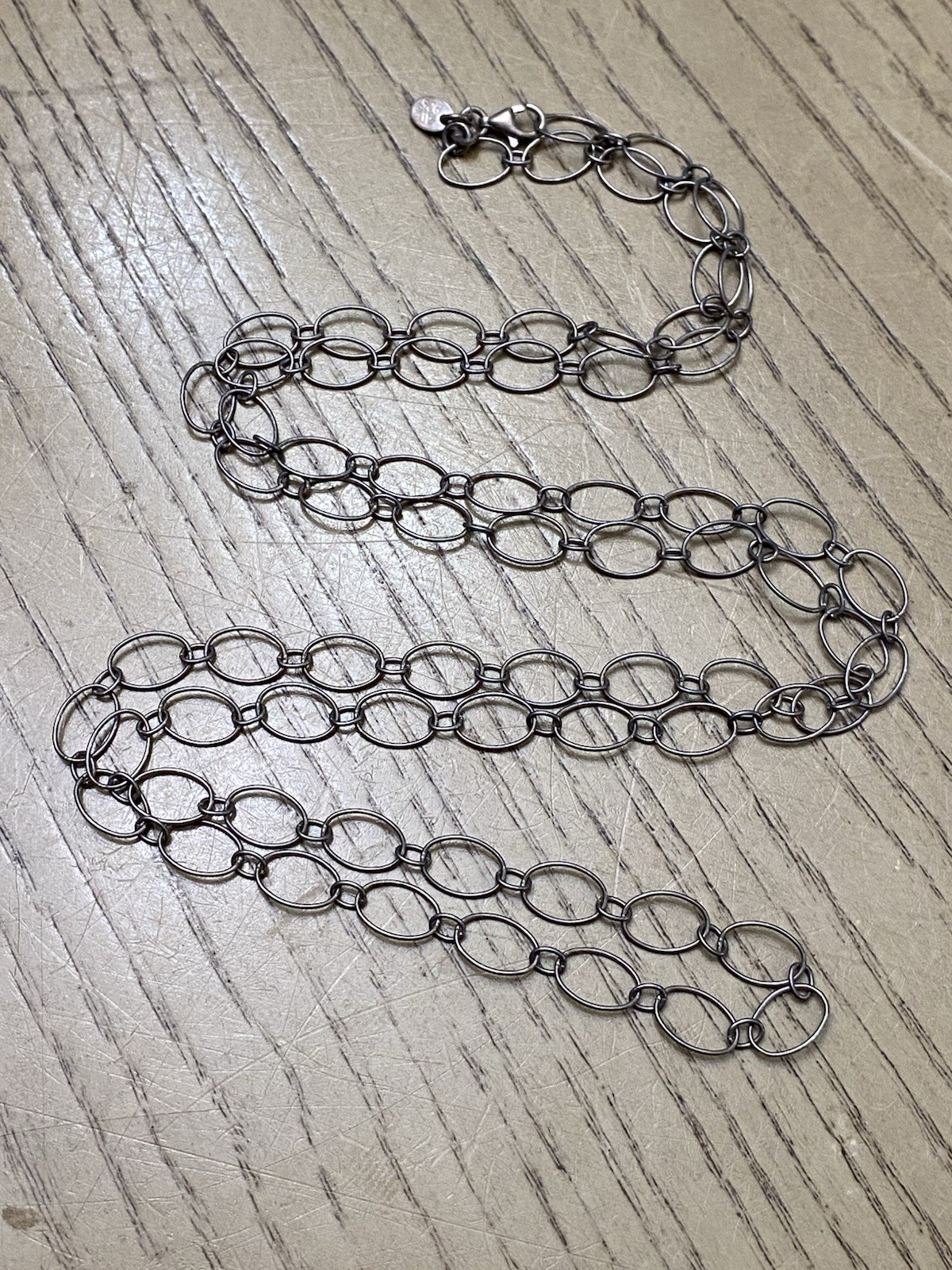 Designer Signed AV Sterling Silver 925 Link Chain Necklace 34”