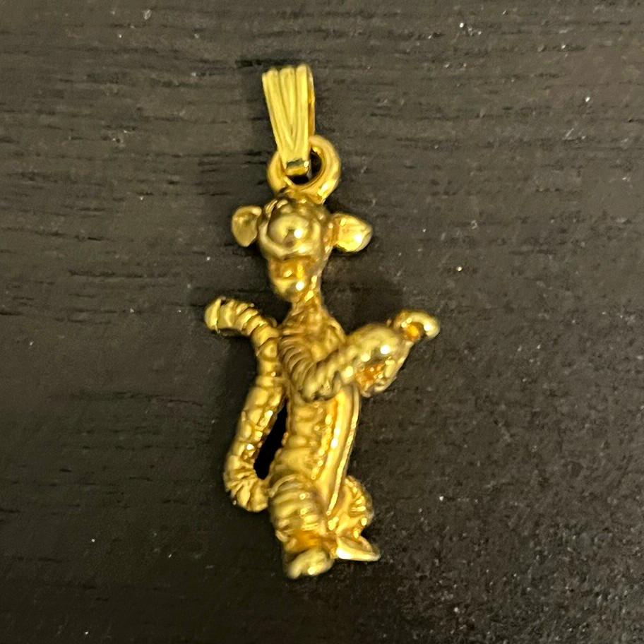 Gold Tone Yellow Gold Tigger Charm Pendant Bail – No Stone, Metal