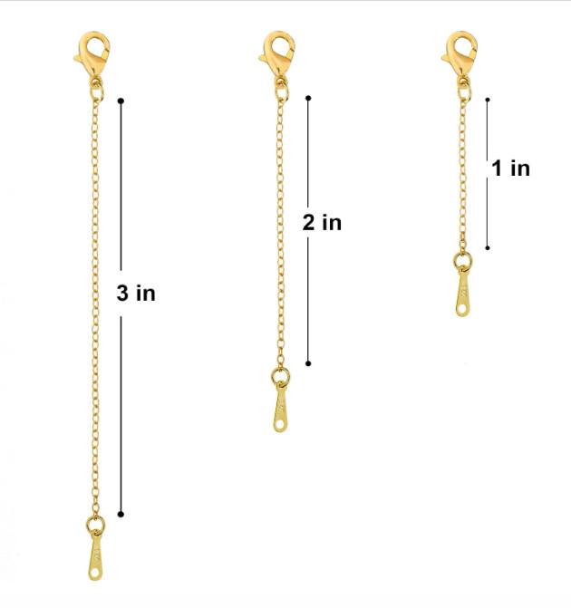 Gold Necklace Extenders 3pcs Chain Extension with Lobster Clasp