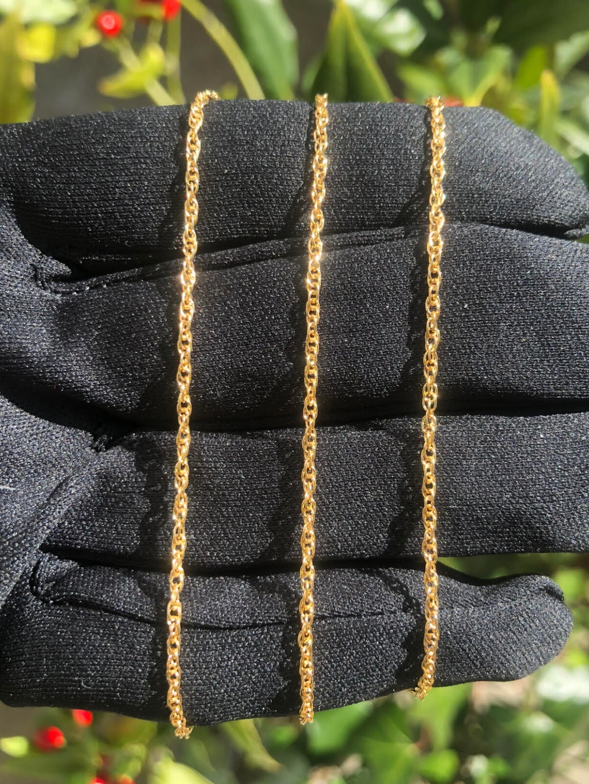 Real Genuine Solid 1/20 14K Yellow Gold Rope Chain Necklace 24 Inch Men Women