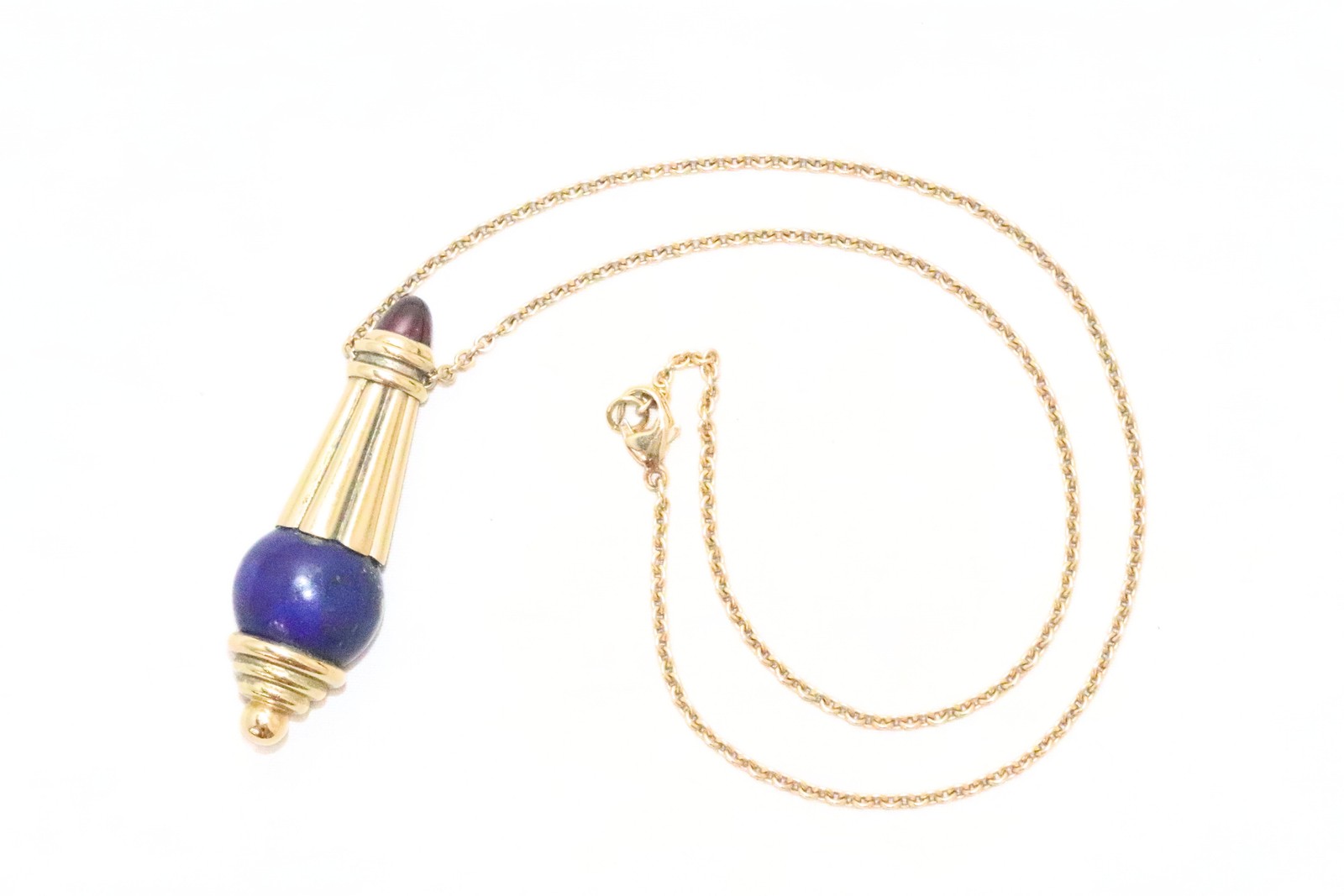 18K Gold Lapis Amethyst Pendant Necklace