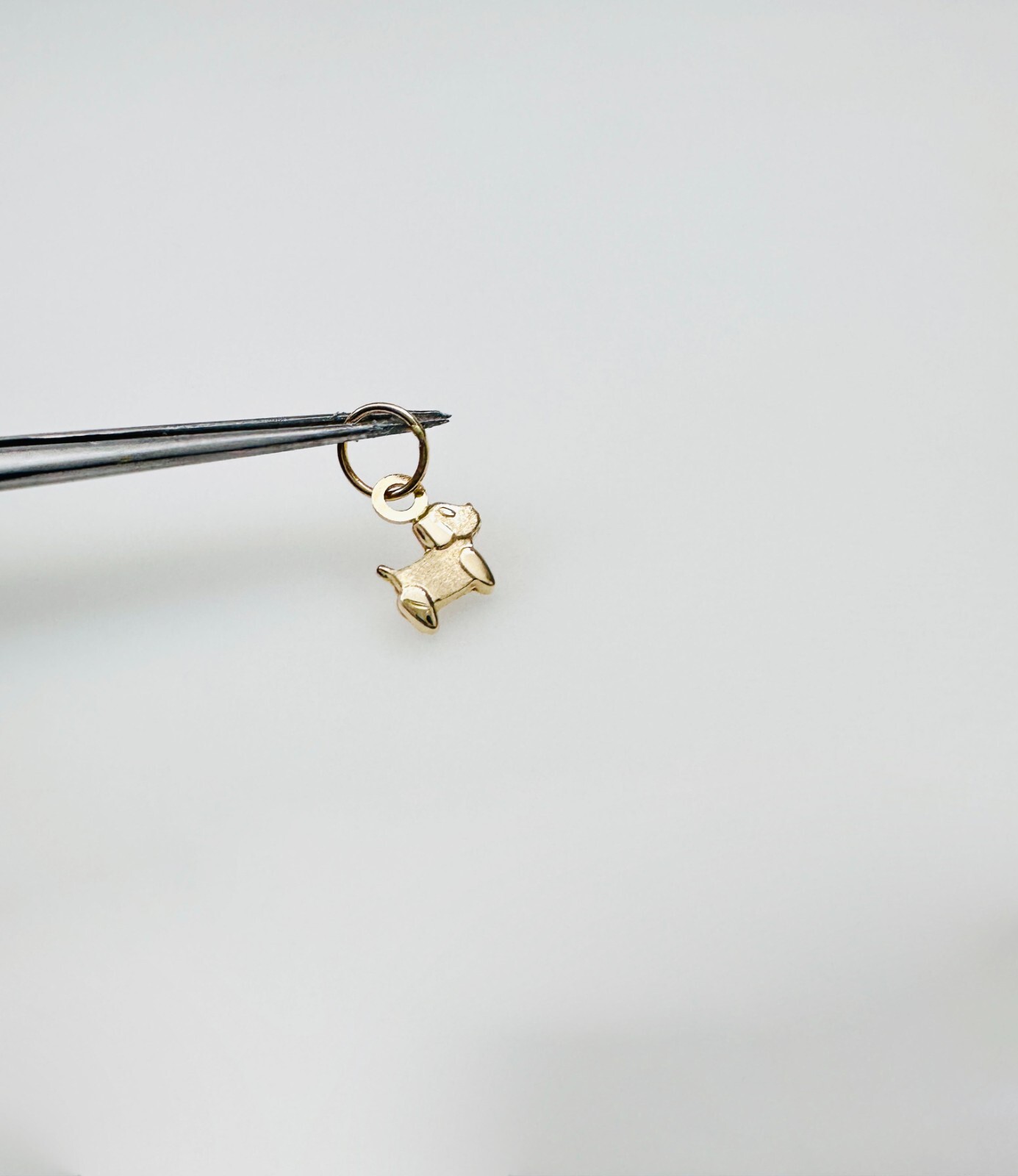 14K Solid Yellow Gold Teeny Tiny – Very Small Dog Puppy Charm Pendant 10x6mm