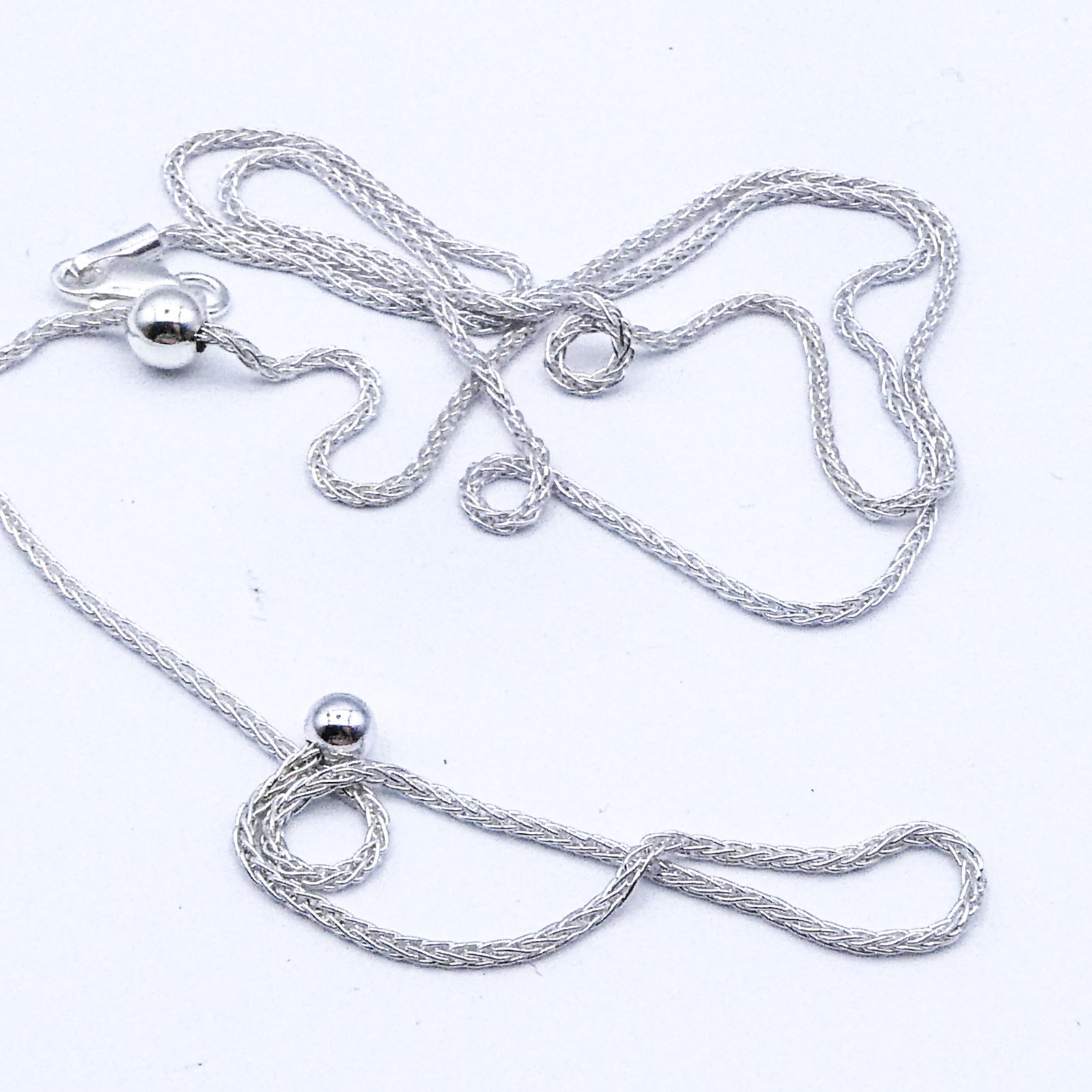 New Sterling Silver Italy Spiga Adjustable Chain Necklace 24″ Stackable 1.3 mm