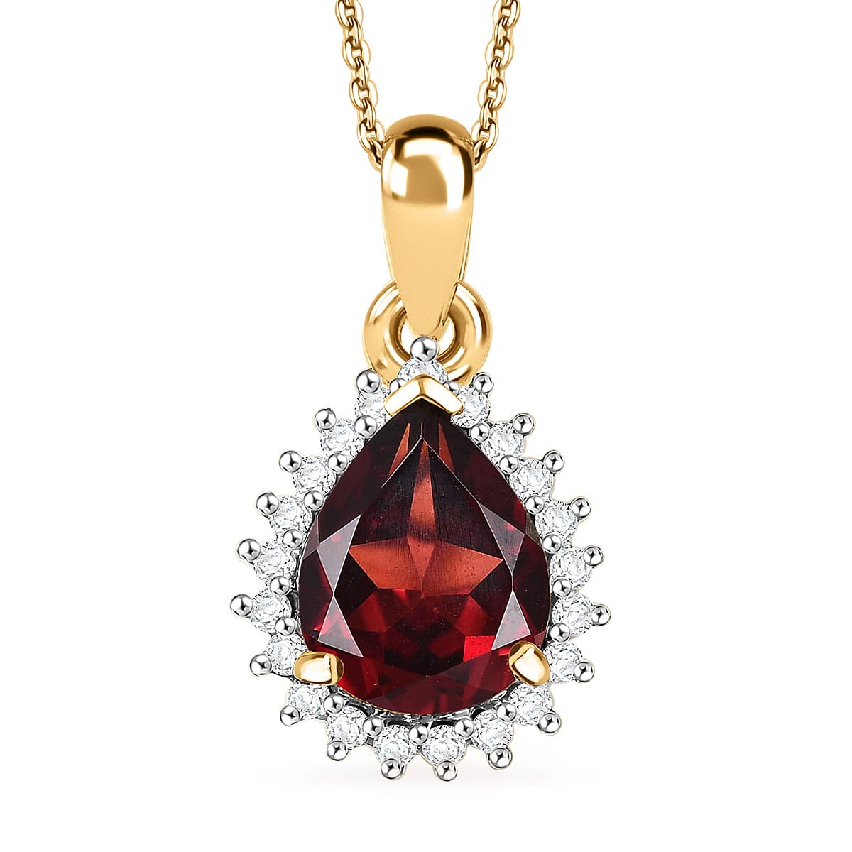 AWESOME!! 2.90ctw Mozambique Garnet Zircon Pendant & 20″ Chain Vermeil Plated