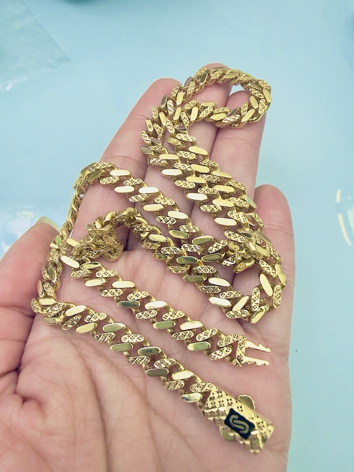 18K 750 Solid Yg Dubai Gold Curb Cuban Link Chain Men Necklace 20” 7mm Chunky