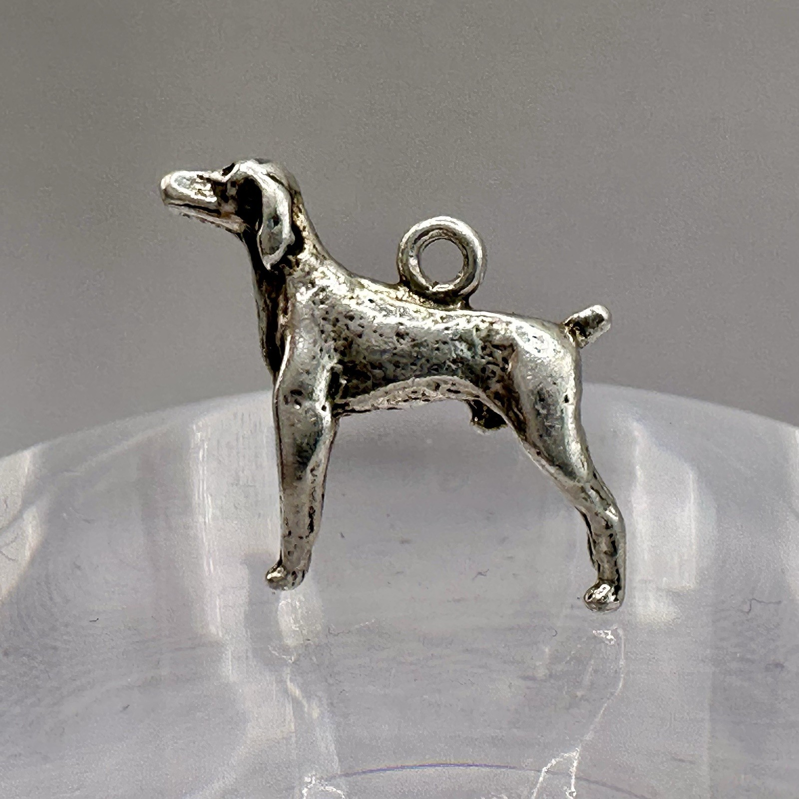 German Shorthaired Pointer Dog Charm Pendant 3D Figural Sterling Silver Hunting