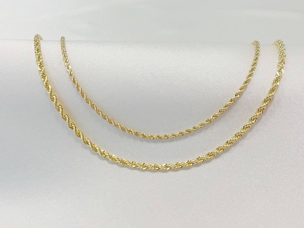 10K Yellow Gold 1.5mm-10mm Diamond Cut Rope Chain Necklace Mens Women 18″- 28″