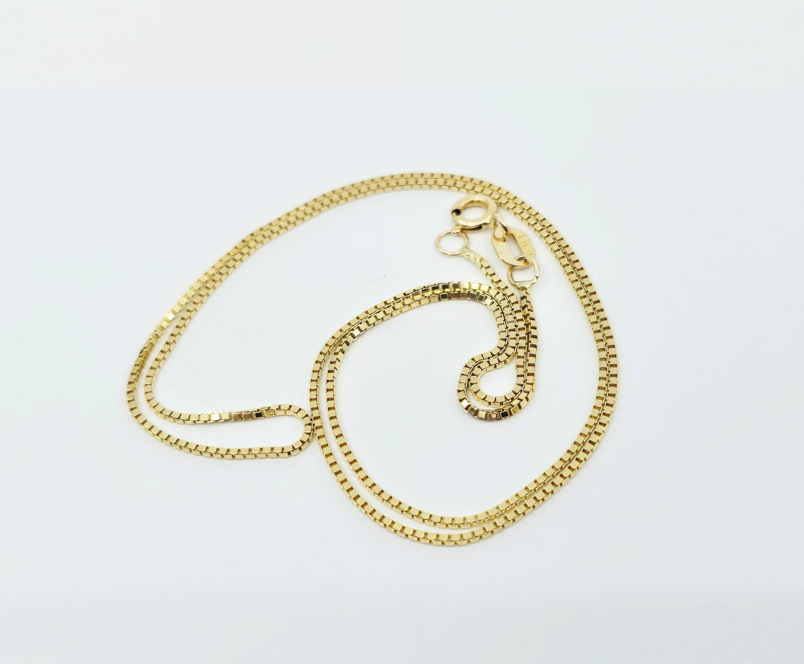 Unique 14K Karat Solid Yellow Gold Designer Box Link Chain Necklace – 17.50″ L