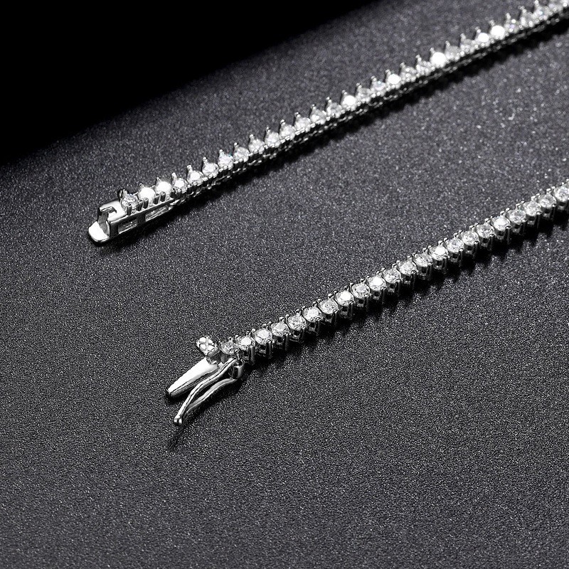 2mm D Color 3 Prong Moissanite Tennis Chain Necklace 925 Sterling Silver Jewelry