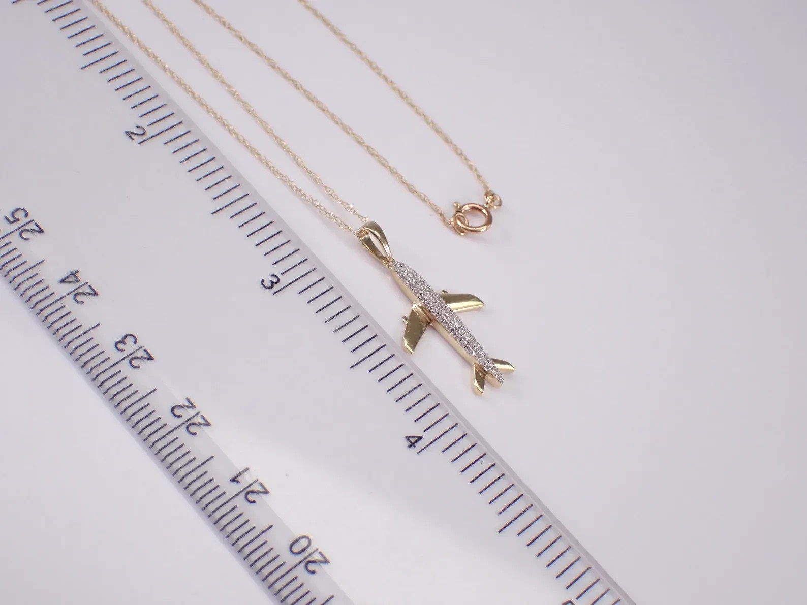 0.40 Ct Round Moissanite Airplane Pendant Womens Necklace 14K Yellow Gold Plated