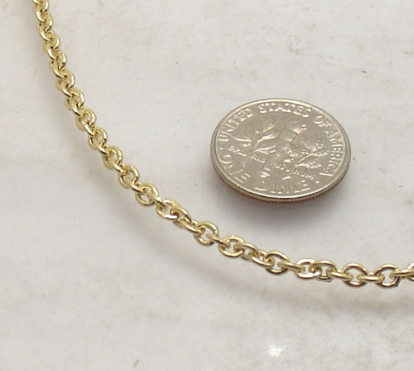 3mm Polished Shiny Oval Cable Link Chain Necklace REAL 14K Yellow Gold
