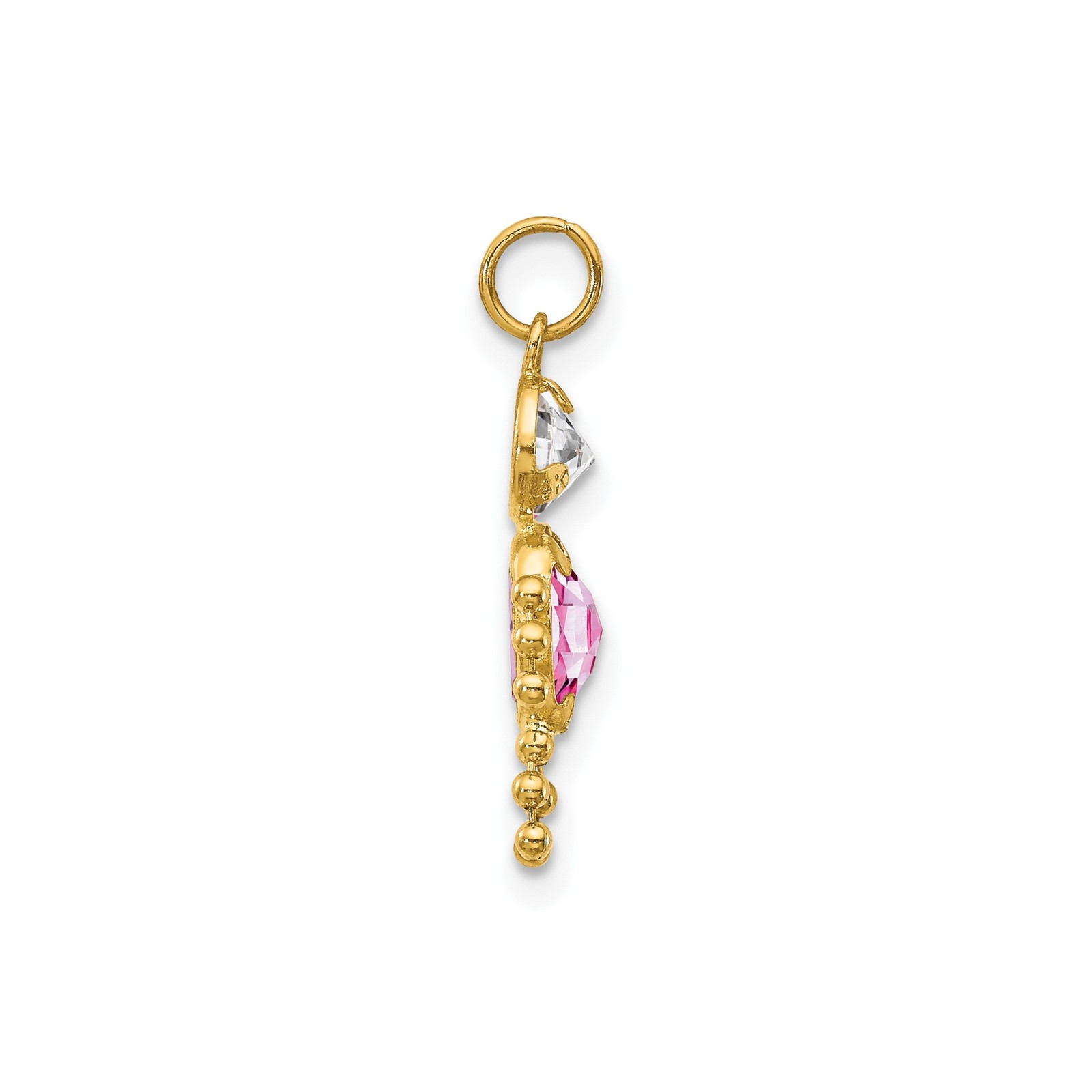 14k Yellow Gold June Boy Synthetic Birthstone Charm Necklace Womens