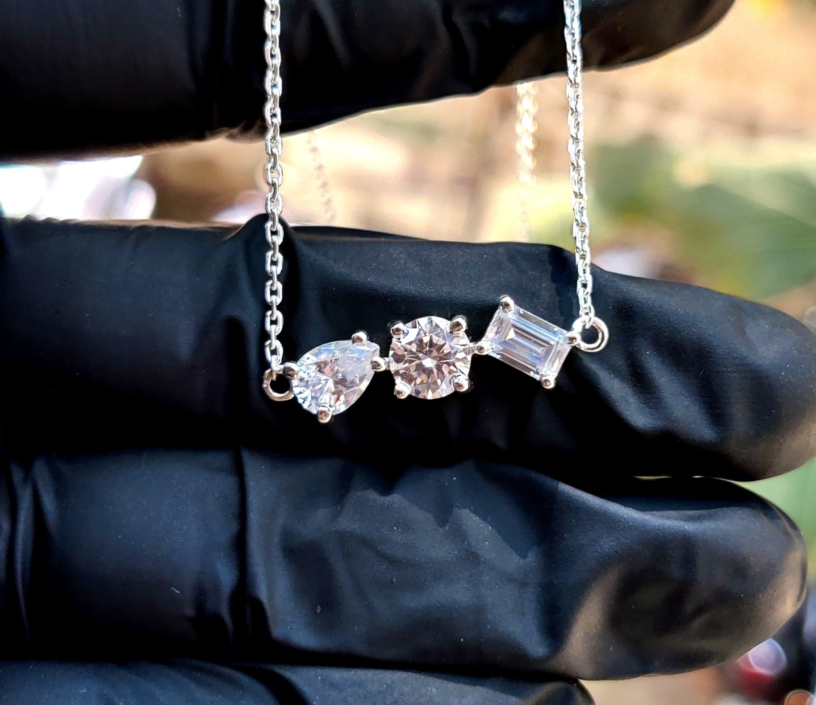3.50Ct Lab Created Diamond Necklace Pendant 14K White Gold Plated 935 Silver