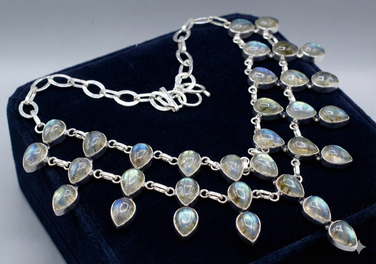 925 Sterling Silver Labradorite Gemstone Handmade Jewelry Necklace Size-17-18