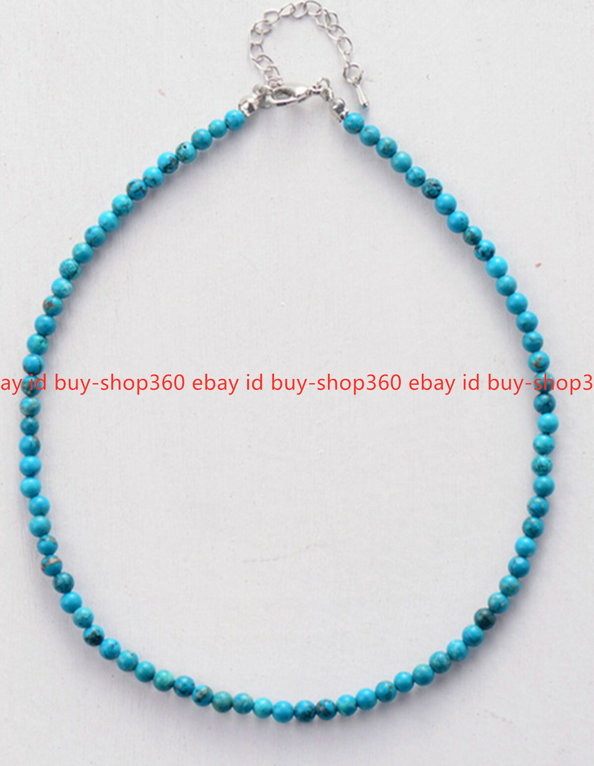 Fashion Natural 6mm Blue Turquoise Round Gemstone Beads Necklace 18″ AAA++