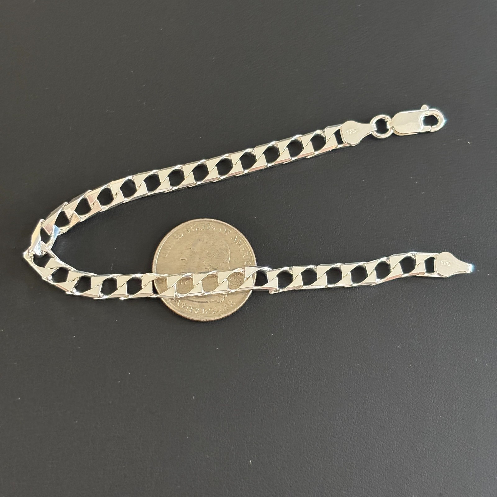 6mm Square Curb Link Bracelet – Real Solid 925 Sterling Silver MADE IN ITALY