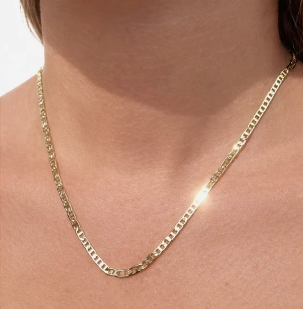 18k Gold Filled Diamond Cut Mariner Necklace 19.5” Long perfect and elegant