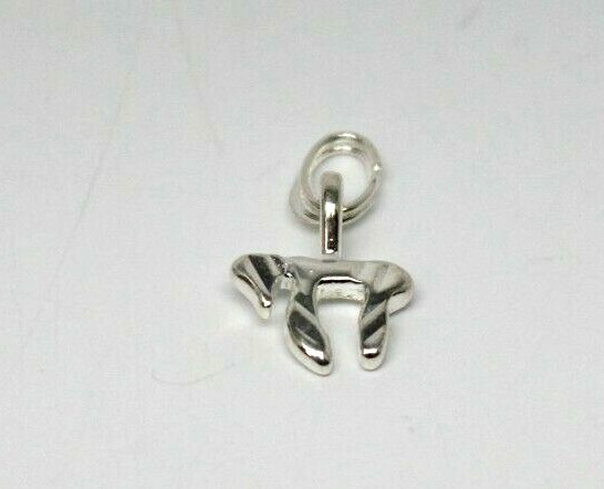 Sterling Silver 0.37″ Thick Jewish Chai Symbol Pendant NEW