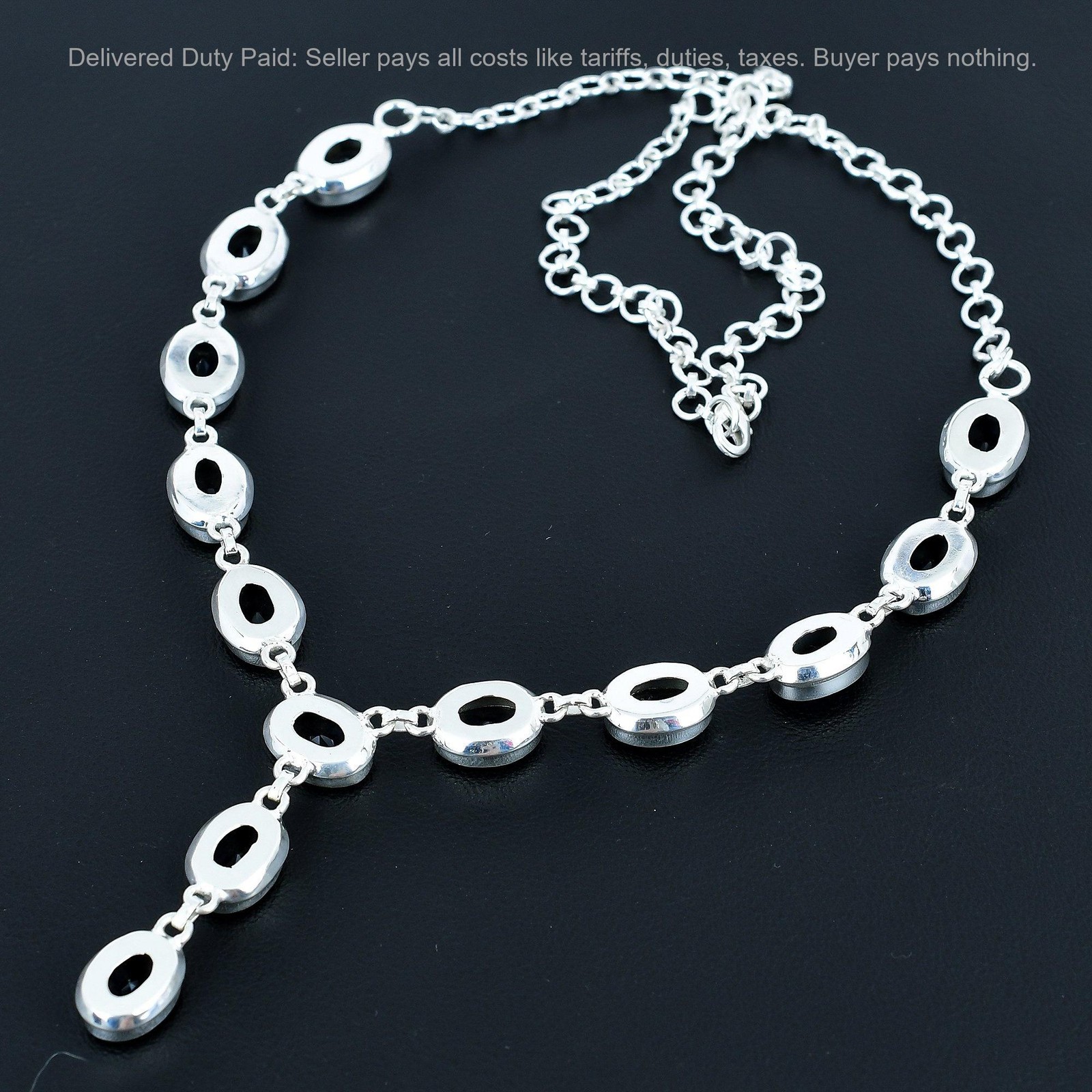 Oval Natural Iolite 925 Silver Wedding Anniversary Chain Ethnic Artisan Necklace