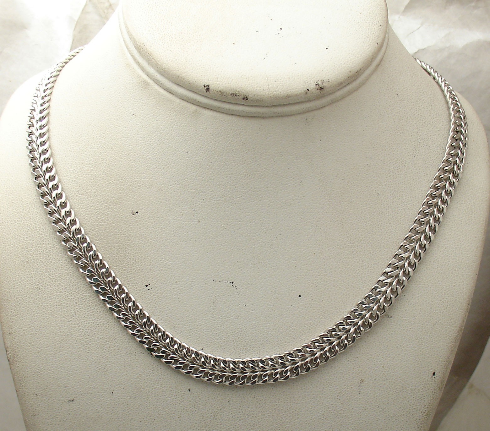 Technibond Double Row Curb Link Chain Necklace Anti-Tarnish Real Silver