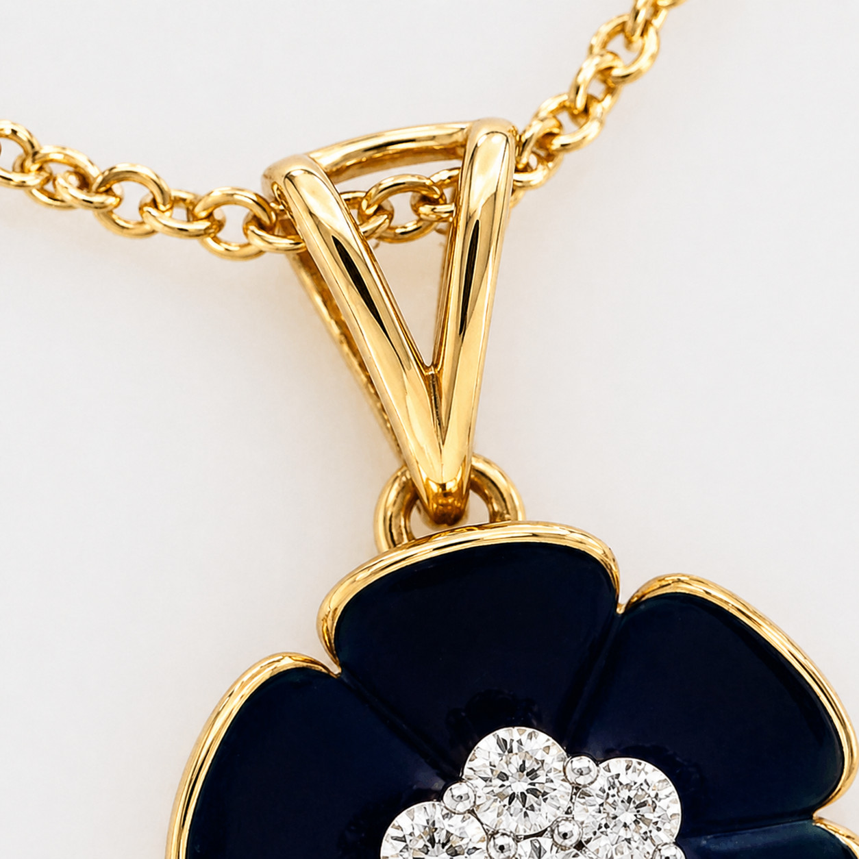 Natural Diamond Floral Pendant Necklace – 14KY Gold Bridal Cocktail Anniversary