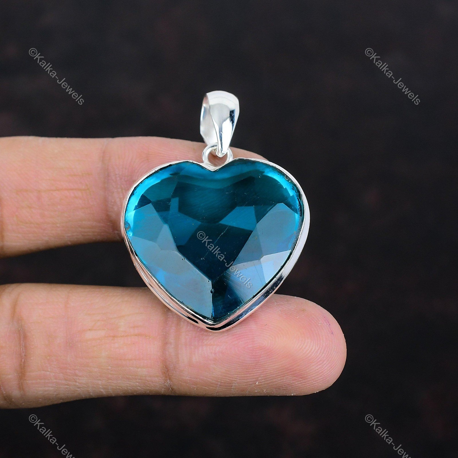 Faceted Indicolite Pendant 925 Sterling Silver Gemstone Pendant Handmade Jewelry