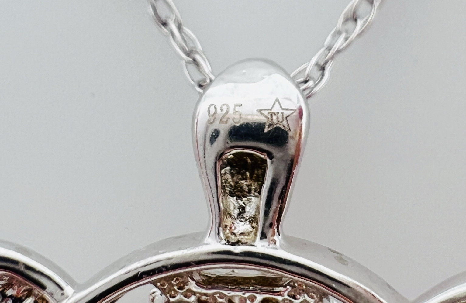 Vintage Signed NC 925 Sterling Silver Diamond Sea Turtle Pendant Necklace