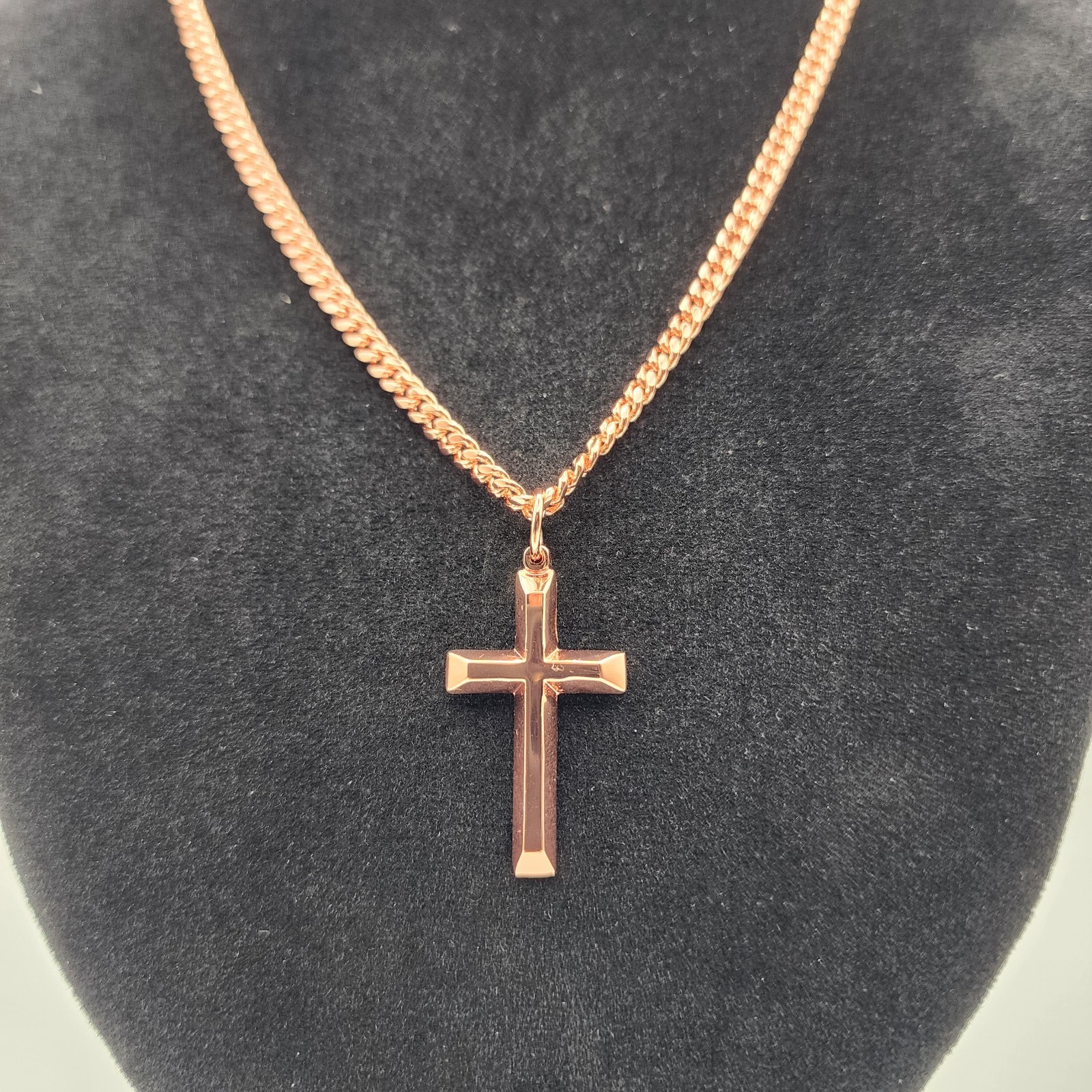 Solid Copper Cross Necklace –with 3.5 mm Chain – 20″, 22″, 24″ Sizes