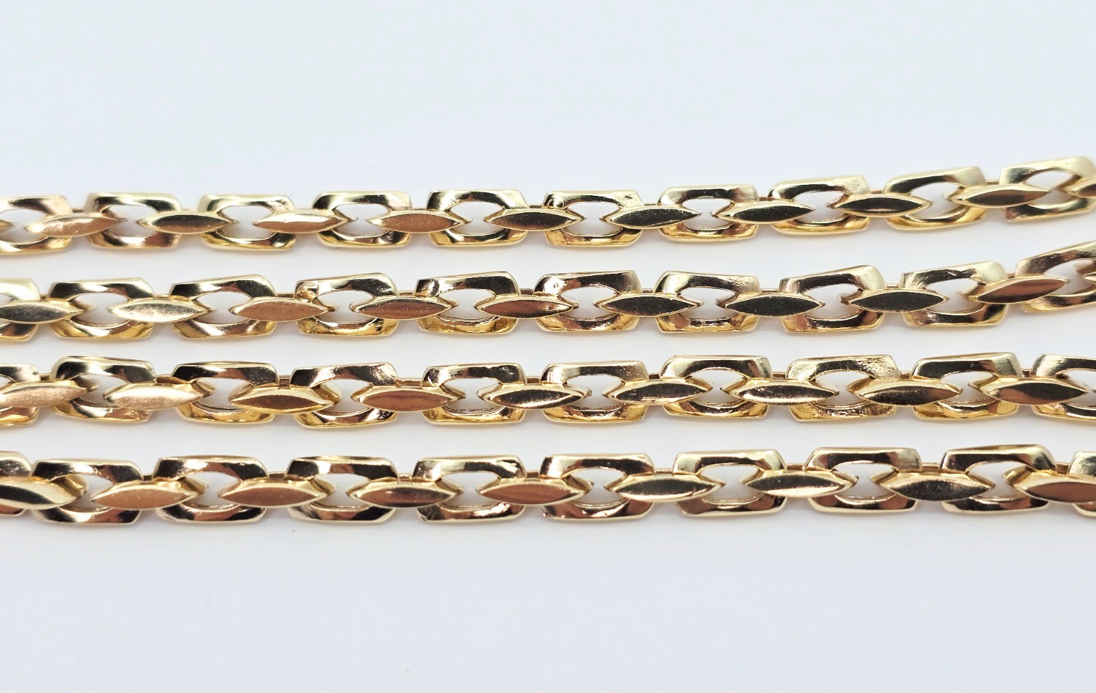 Fancy 14K Karat Solid Yellow Gold Designer Custom Link Chain Necklace – 24″ L