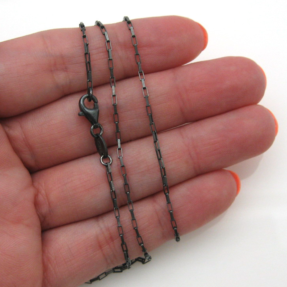 Oxidized Sterling Silver Necklace 2.8mm Box Chain- Small Box Chain (All Sizes)