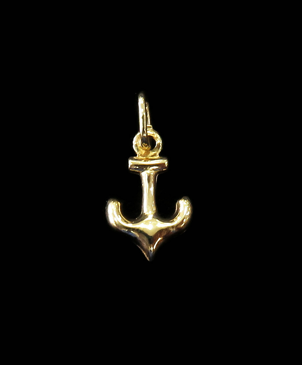 14K Yellow Gold Tiny Small Anchor Charm Necklace Pendant