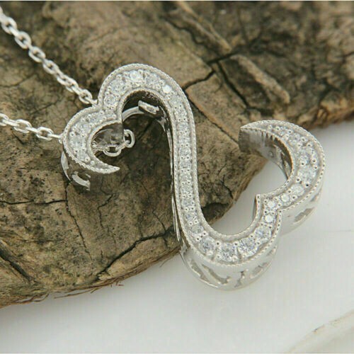 1.00 CT Open Heart Round Cut Diamond Pendant Necklace 14k White Gold Finish