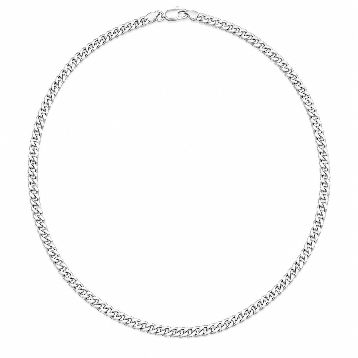 Solid 925 Sterling Silver Curb Chain Necklace 3mm, 18” long Made In Italy NEW