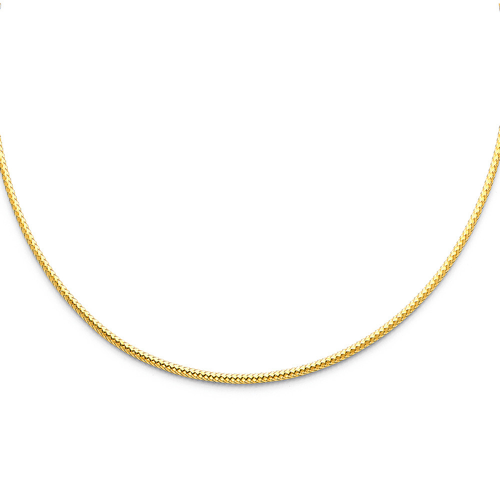 Real 14k Yellow Gold 2MM Sparkle Omega Necklace Chain 17″ Inch Women 2 MM