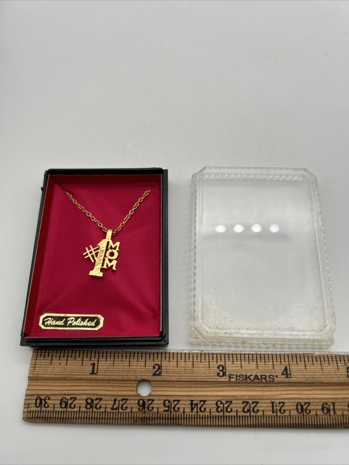 Gold In Color Number # 1 Mom Mother Small Necklace Pendant In Plastic Case