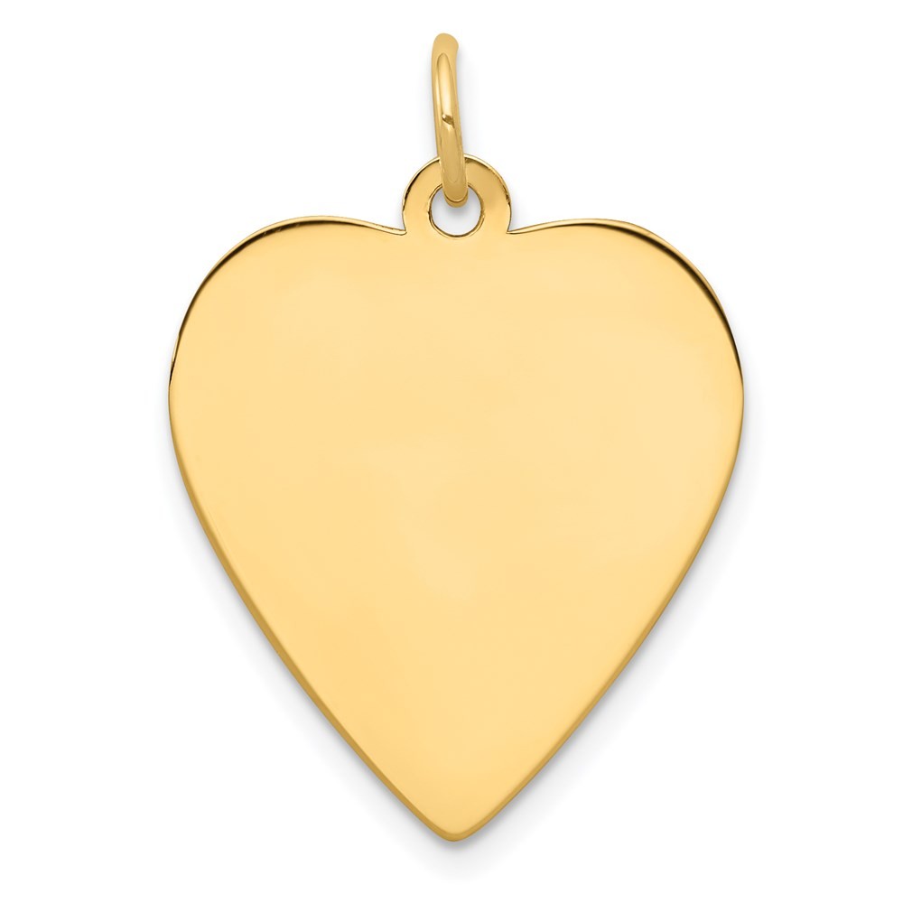 Real 14K Yellow Gold Plain .027 Gauge Engravable Heart Disc Charm