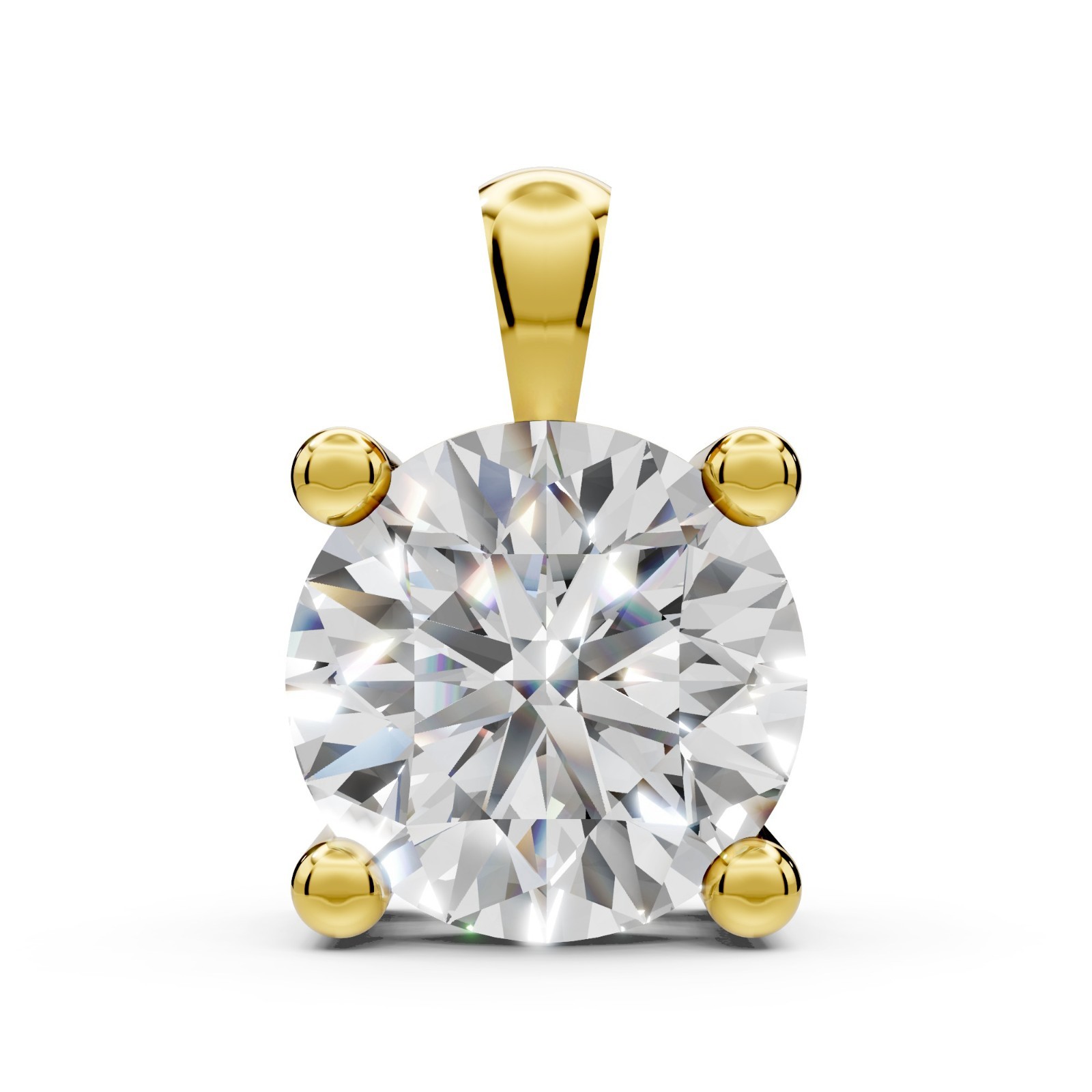 Lab Grown Diamond Solitaire Pendant Solid 14k Gold Round Diamond Necklace