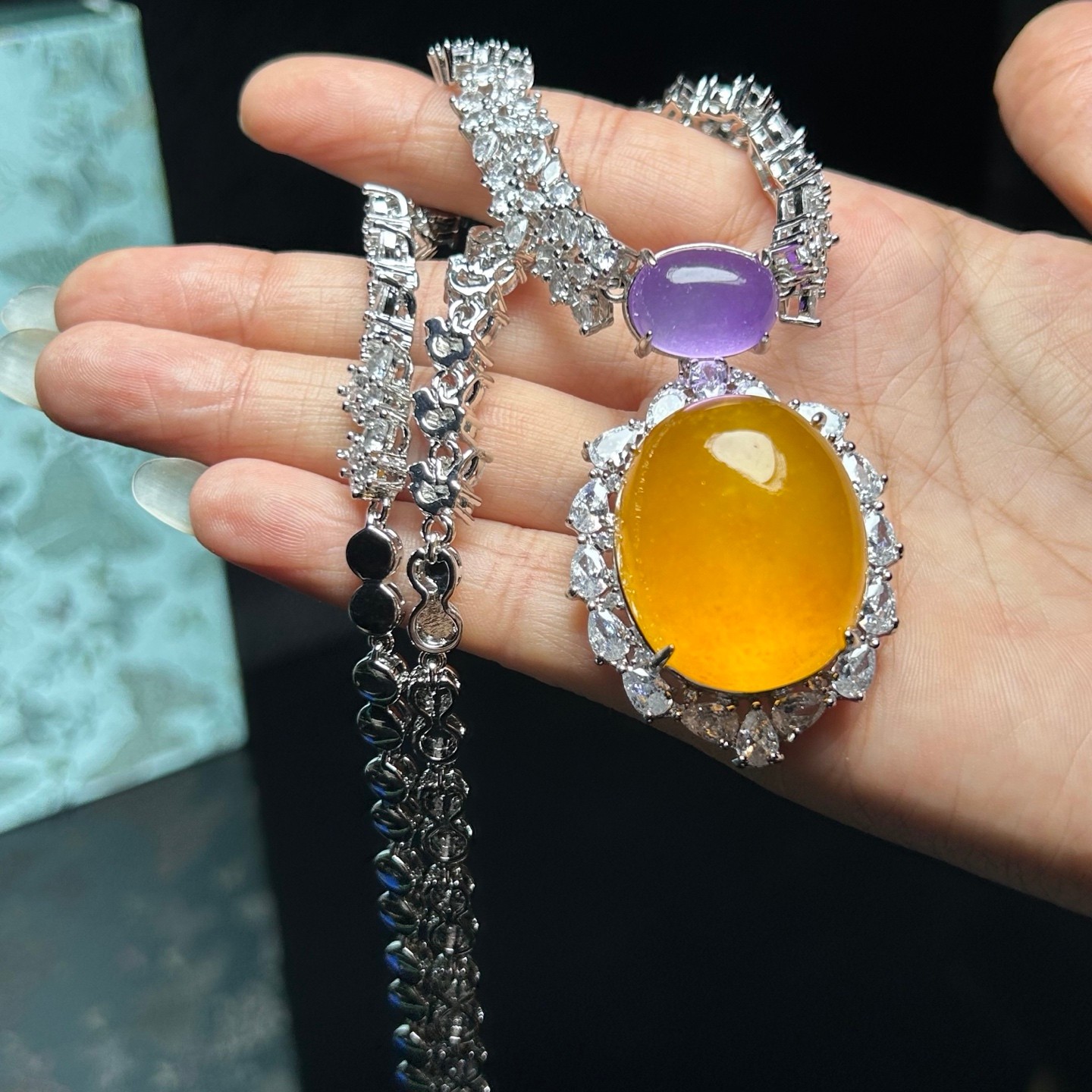 Real Natural Perfect High Ice Yellow Myanmar Jade Jadeite Pendant&Necklaces