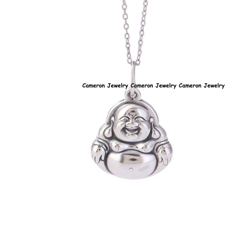 Pure 999 Fine Silver Laughing Buddha Pendant Maitreya Lucky Amulet Pendant