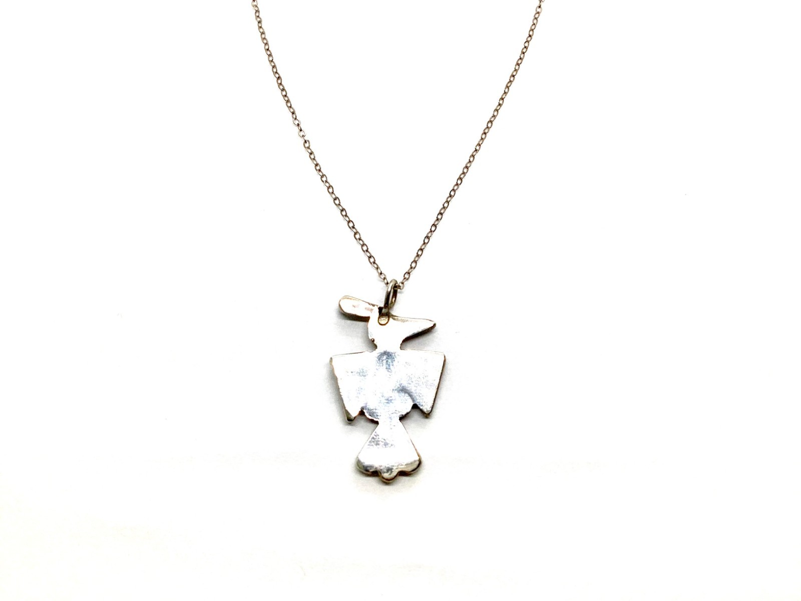 Native American Stirling Bird Necklace With Inlaid Stones E017001-122 .14 ozt