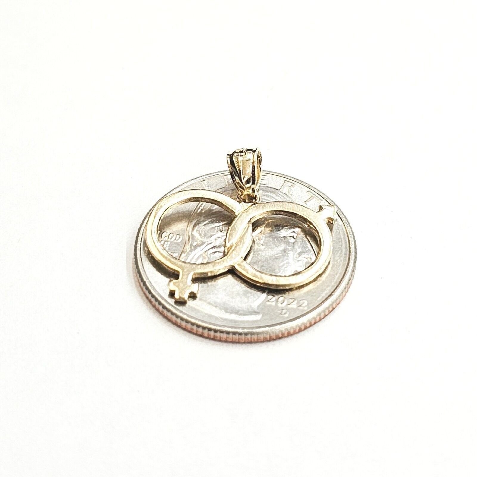 14k yellow Gold male female gender sign symbol Pendant charm fine jewelry 1.4g
