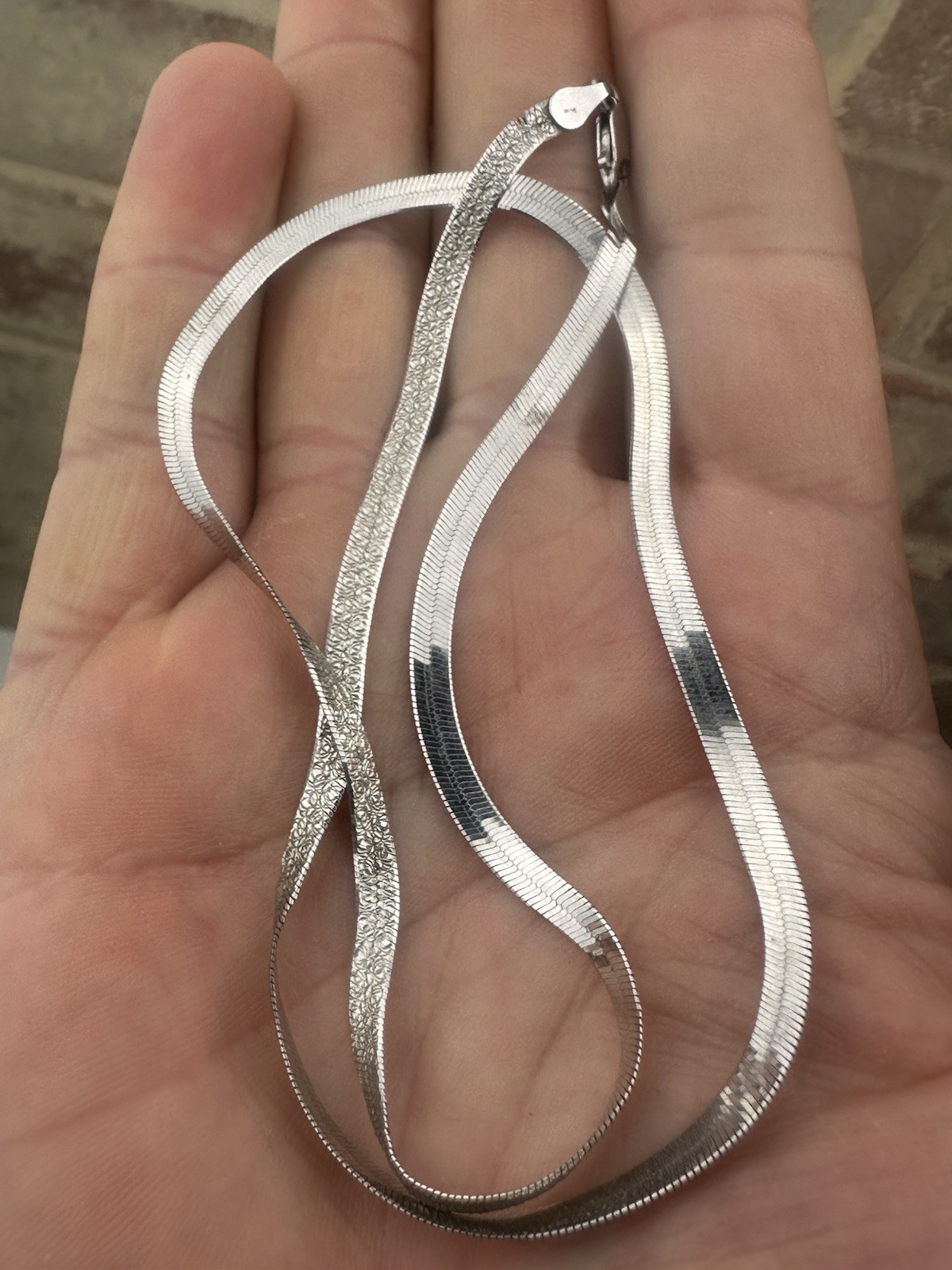 Solid Sterling Silver .925 Flat Snake Link Chain 17″ x 0.3mm Available Worldwide