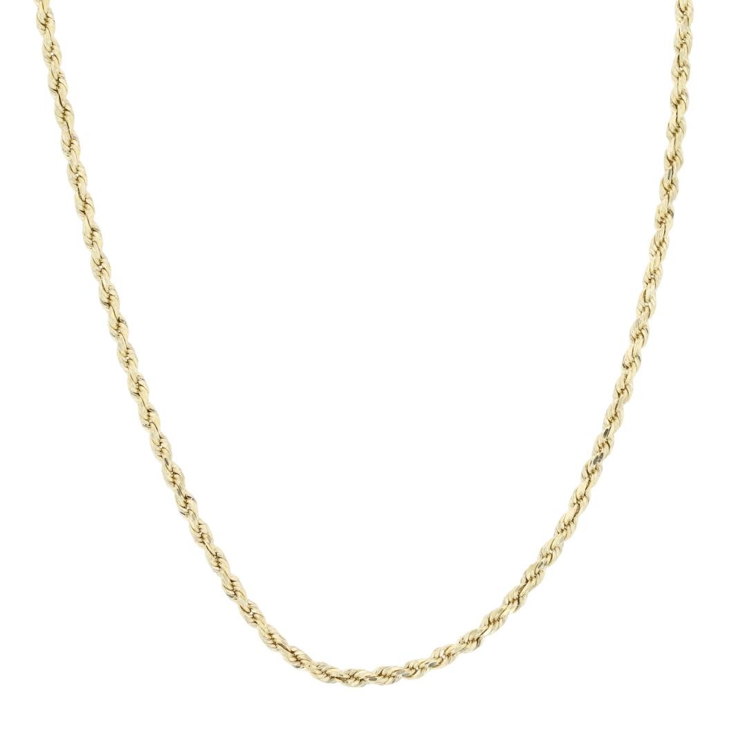 1.4mm Rope Link Chain 23.75″ Necklace 14k Yellow Gold 5.50 Grams