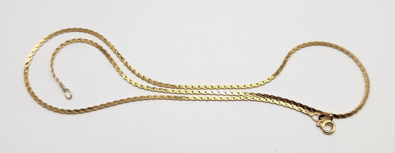 Unique 14K Solid Yellow Gold Designer Flat Link Chain Necklace 16.25″ Length