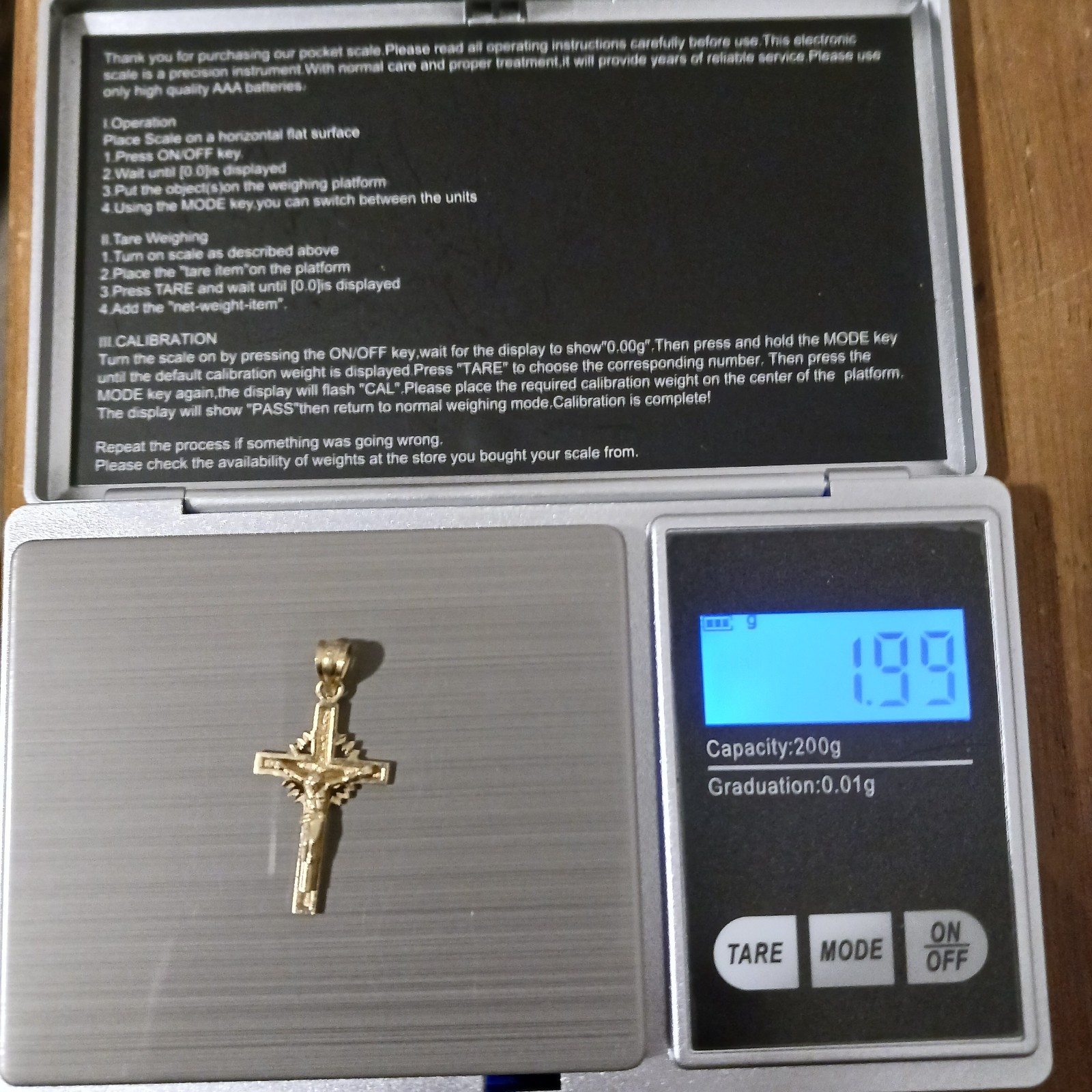 Italian 14k Yellow Gold 1″ Crucifix Cross Charm Pendant 2 Grams