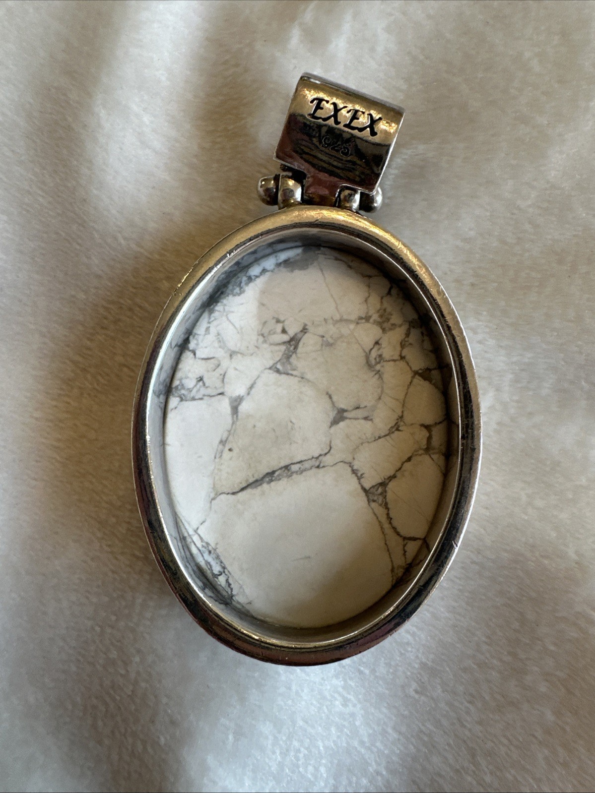 ExEx by Claudia Agudelo 925 Sterling Silver White Howlite Pendant 29g 2.25” Tall