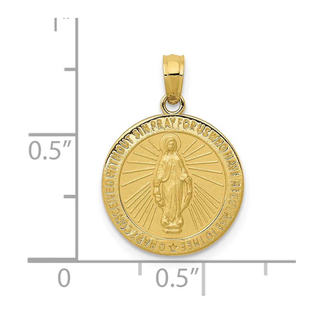 10K / 14K Yellow Gold Miraculous Medal Pendant