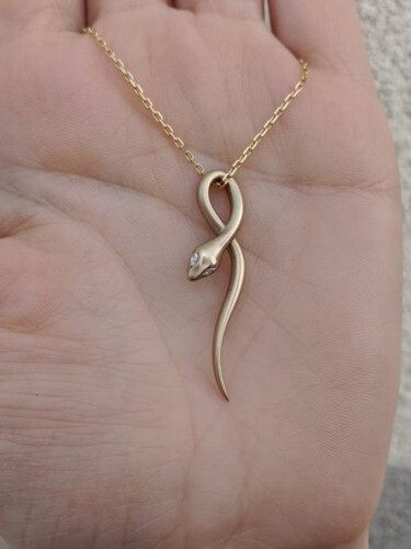 0.10Ct Marquise Lab Created Diamond Eye Snake Pendant Necklace 14k Gold Plated
