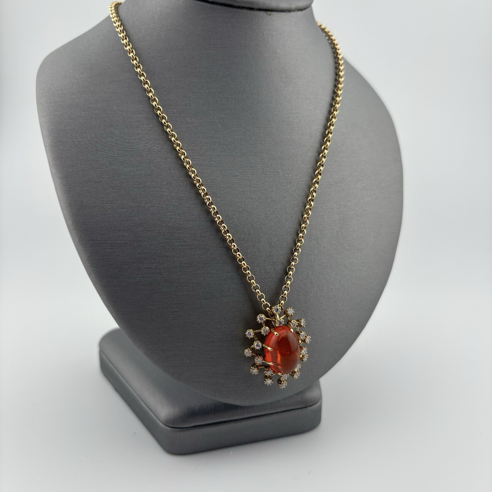 7.00CTW FIRE OPAL NECKLACE 18K YELLOW GOLD